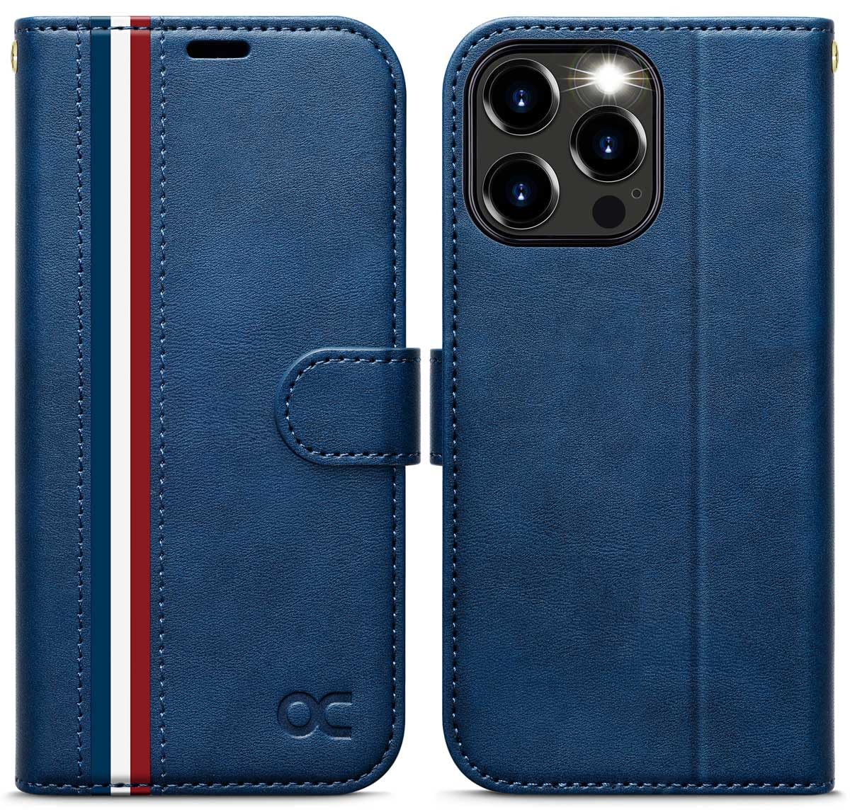 OCASE for iPhone 15 Pro Case, Premium PU Leather Wallet Case Flip Phone Cover with[RFID Blocking][Card Holder][Shockproof TPU][Stand Function] for the iPhone 15Pro 6.1 Inch 2023 5G,Stylish Blue