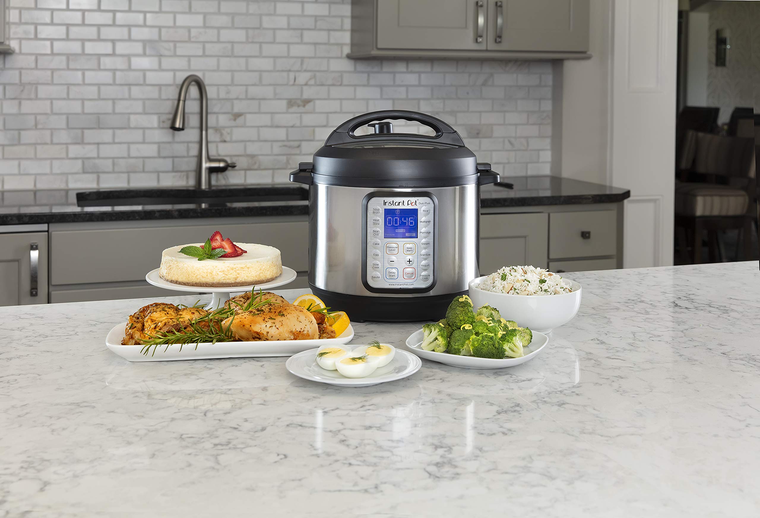 Instant Pot Duo Plus Multicocina 9 en 1, olla a presión, cocción lenta, arrocera, vaporera, salteado, yogur, calentador y esterilizador, incluye aplicación con más de 800 recetas, acero inoxidable, 6 cuartos