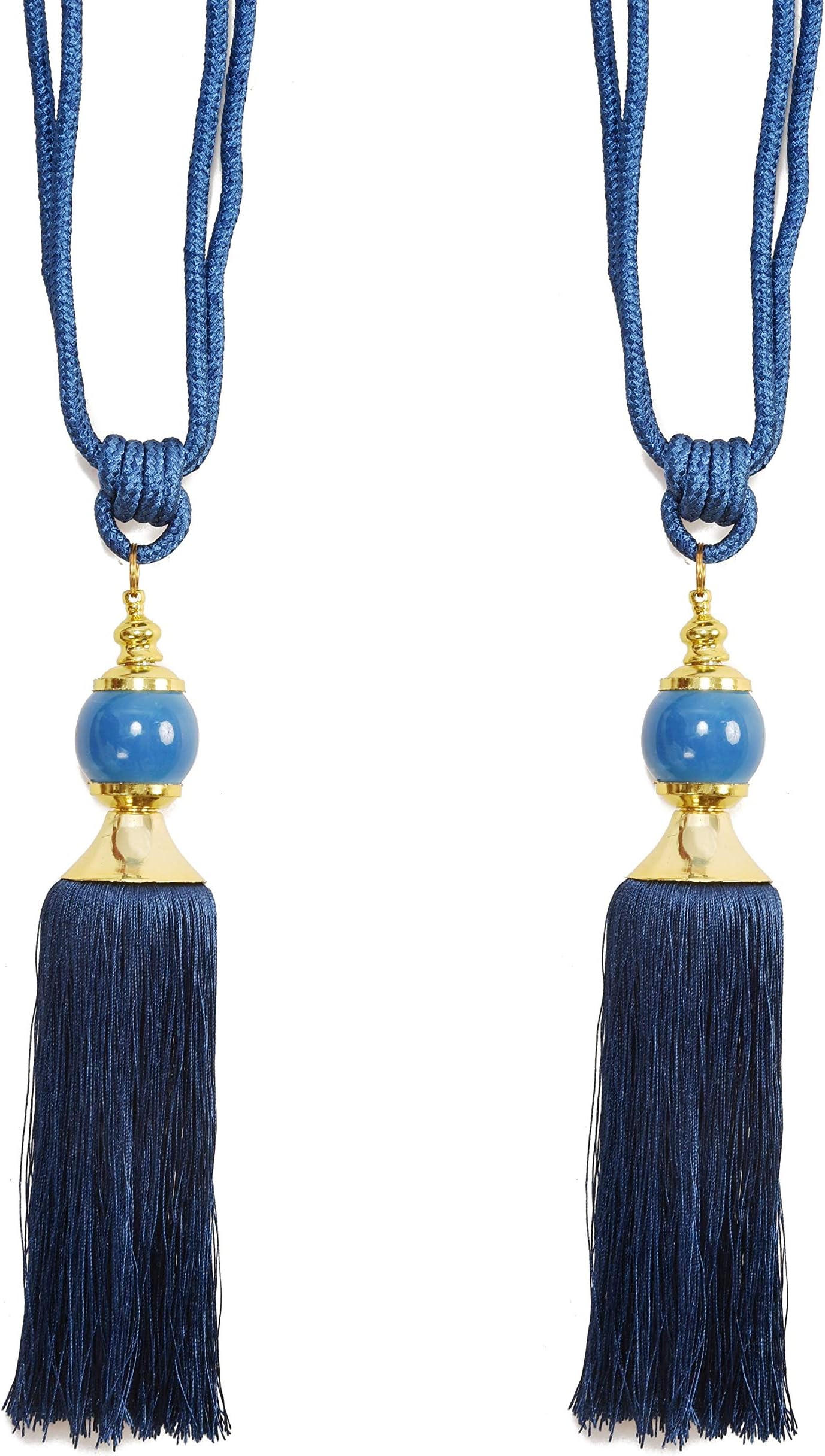 LaVichitra 2 Piece Premium Curtain Tie Backs/Tassels - Blue