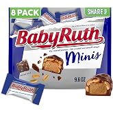 Baby Ruth Minis Individually Wrapped Candy Bars, Share Size, 8 Pack, 9.6 Oz | Snack for sharing, mini candy bars, peanut, caramel, nougat, individually wrapped, party favors