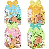 12 PCS Capybara Party Favor Boxes Capybara Goodie Gift Treat Boxes Capy Birthday Party Bow Boxes for Capybara Party Supplies