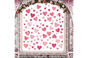 DEMONWER Valentine's Day Heart Window Clings Double-Sided Valentine Gonme Heart Window Stickers Decals Romantic Love Heart Window Clings Stickers for Valentines Day Decoration Supplies