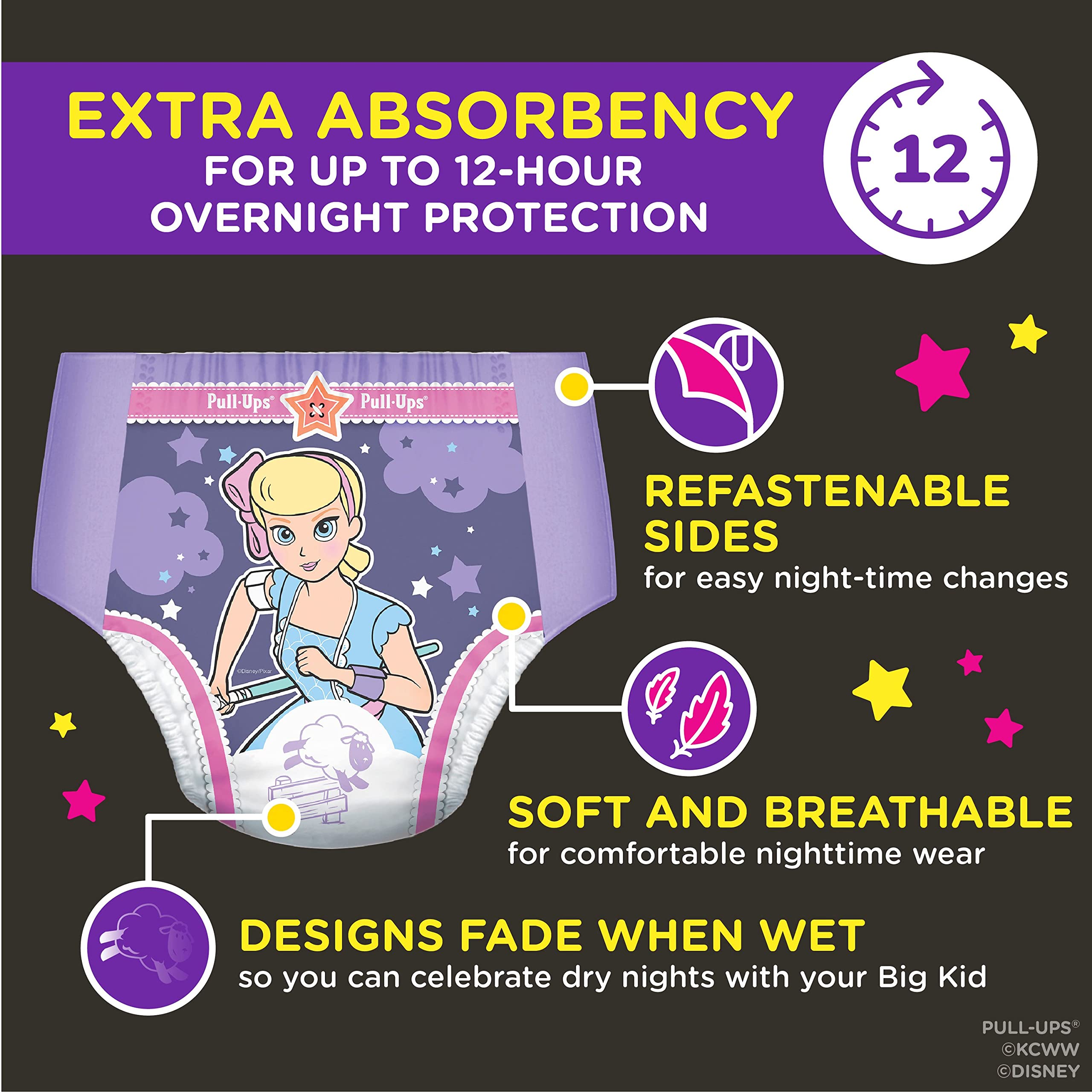 PullUps Girls' Nighttime Potty Training Pants, Training Underwear, 2T