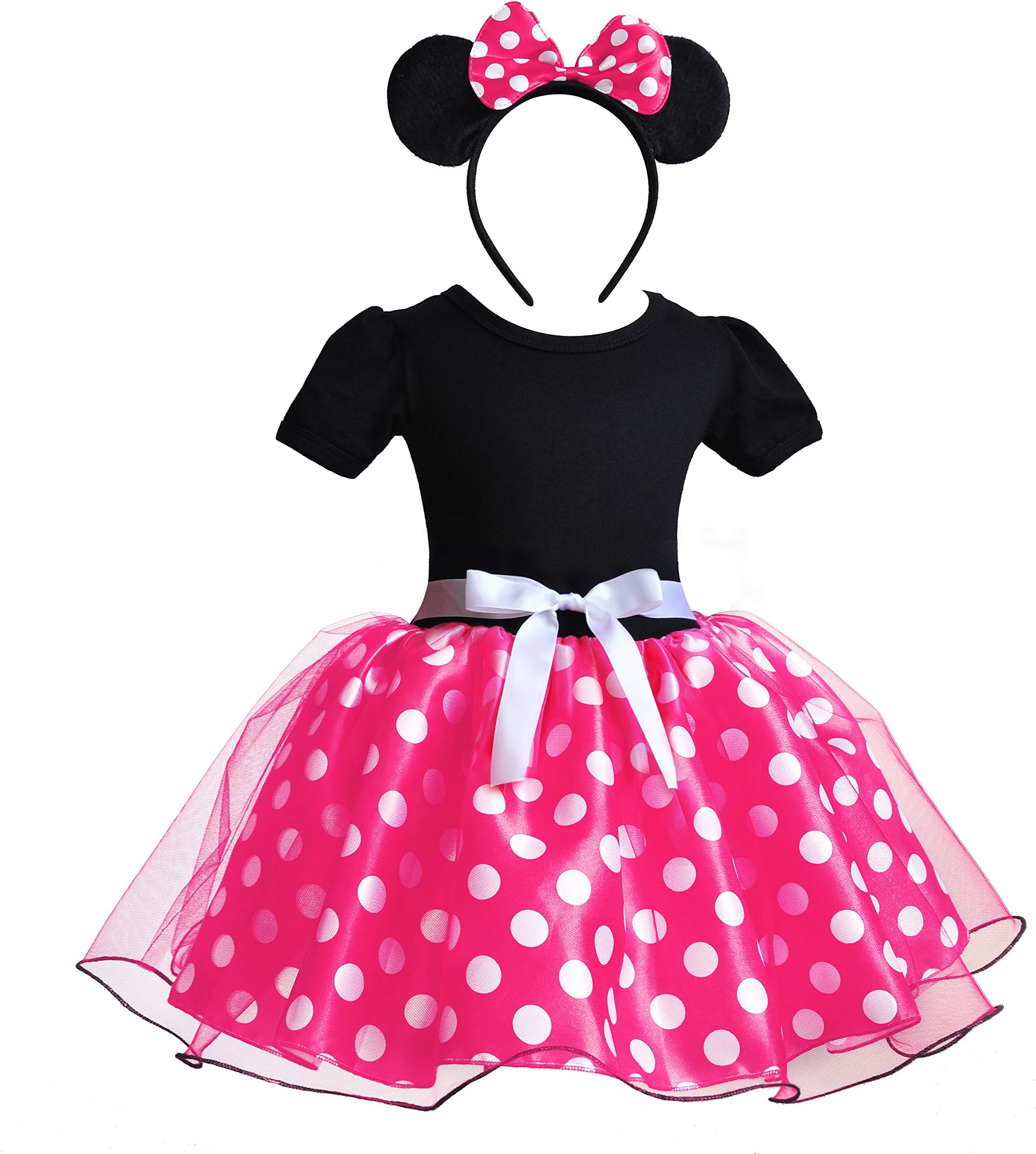 Baby Girls Polka Dots Red Mouse Christmas Tutu Dress Princess Costume Halloween Birthday Carnival Fancy Dress up Outfits with Headband