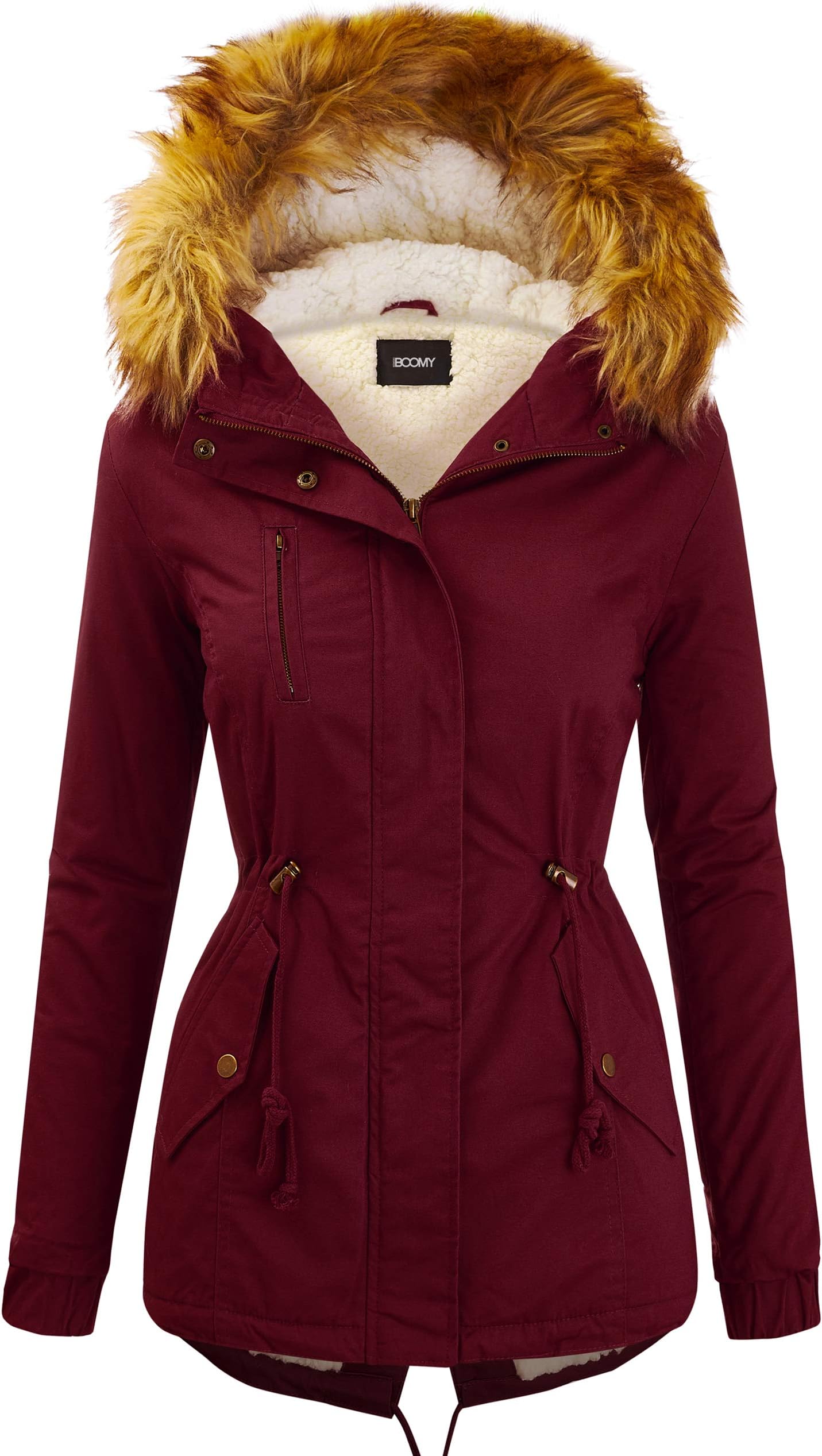 Women's Zip Up Safari Military Anorak Jacket with Hood Drawstring - Regular and Plus Sizes