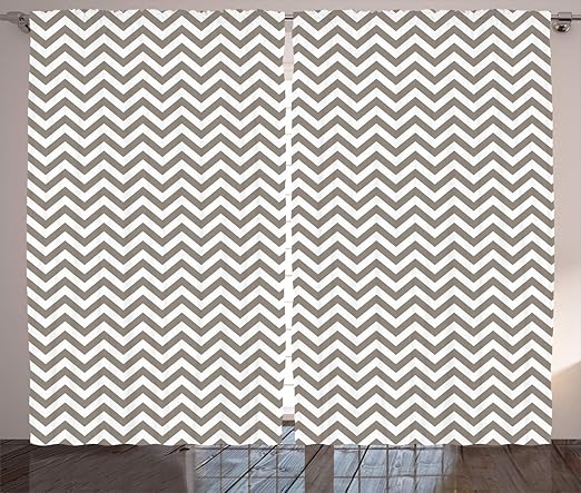 Amazon Com Ambesonne Chevron Curtains Grey And White Zig Zag