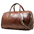 Cenzo Duffle Vecchio Brown Italian Leather Weekender Travel Bag