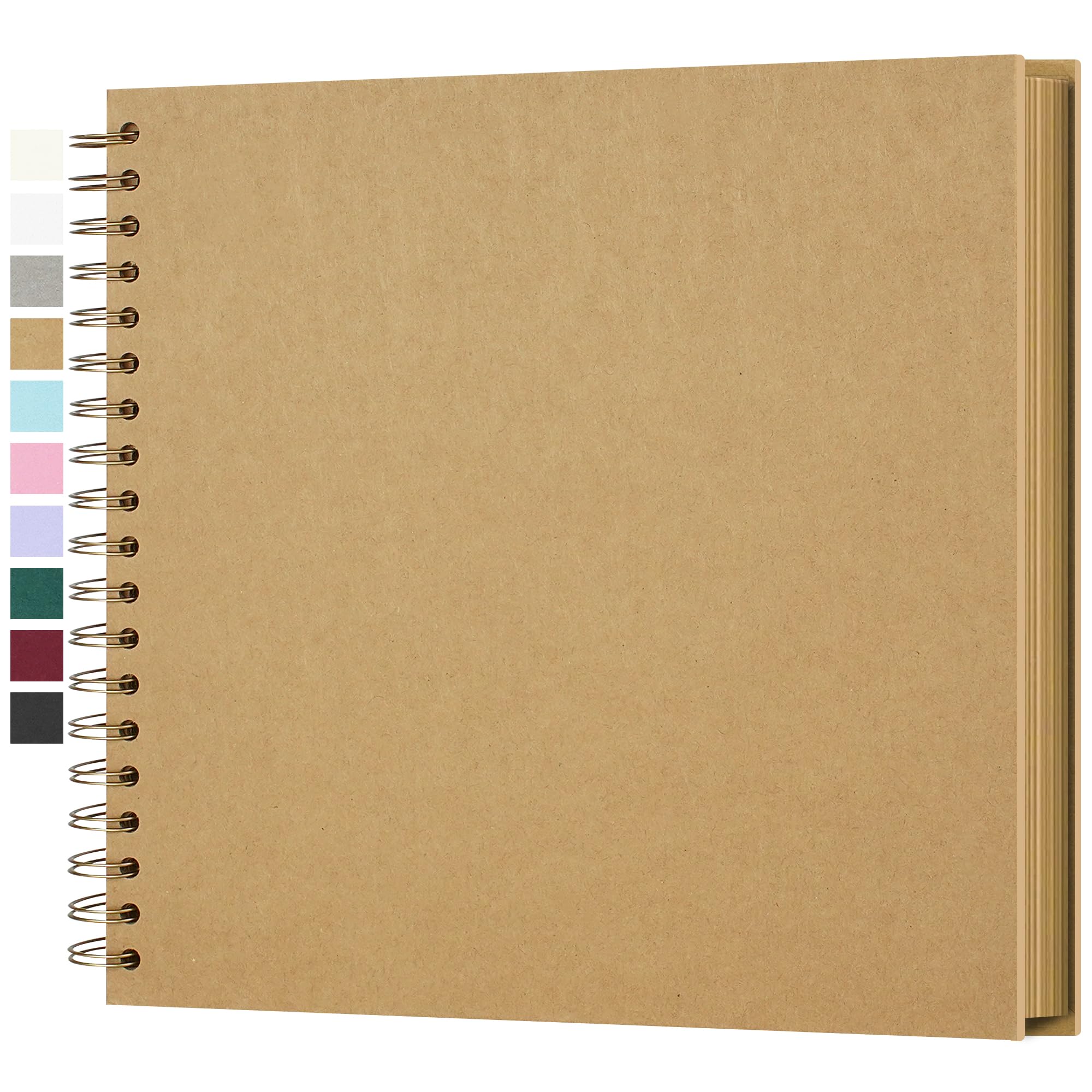 Yopih DIY Scrapbook Album 25.5x25.5 cm Hardcover Kraft Paper Scrap Book with 50 Sheets Memory Book for Family and Wedding Photography, Brown