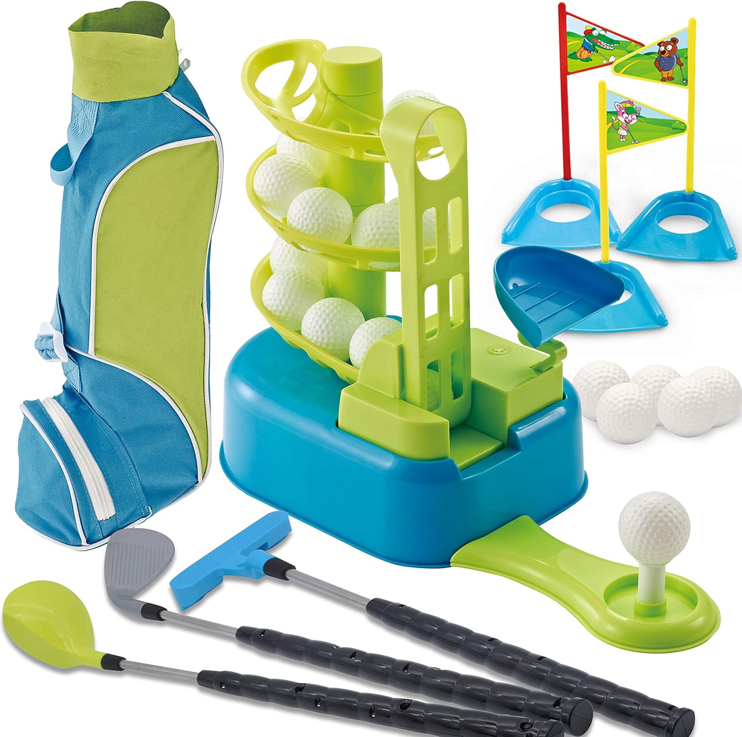 JOYIN Club Golf Comprehensive Toy Set with 3 Golf Clubs, 3 Club Heads, Deluxe Toy Golf Bag, 15 Training Toy Golf Balls and Accessories, for Toddler Kids Boys and Girls Golf, Outdoor Lawn Sport Toy: Toys & Games