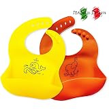 FIFTYSEVENFACES 2 Pezzi Bavaglini Silicone Impermeabili Con Tasca Raccoglipappa, Bavaglino Pappa Svezzamento Per Bambino, Senza BPA, Bavette Morbide E Regolabili In 7 Posizioni, Lavabili - 5