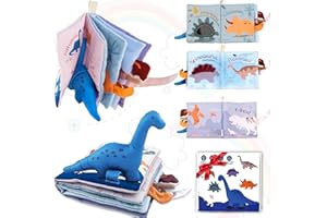 Richgv Soft Baby Books Toys 0-3-6-12 Months, 3D Touch and Feel Crinkle Cloth Books Baby Boy Christmas Gifts Baby Stocking Stu