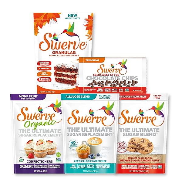 SWERVE ULTIMATE SUGAR REPLACEMENT SWEETENER, GRANULAR SUGAR SUBSTITUTE, ZERO CALORIE, KETO FRIENDLY, ZERO SUGAR, NON-GLYCEMIC, GLUTEN FREE, 48 OUNCES