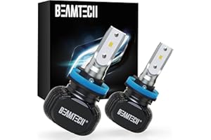 BEAMTECH H11 Bulbs, S1 Series H8 H9 Fog lights, 300% Brighter 6500K White, 2 Bulbs