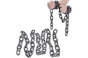 DatingDay 6feet/ 74inch/ 1.8m Plastic Halloween Chain Link, Grey & Black Chain Links Halloween Costume Accessory Decoration, Perfect for Halloween Horror Zombie Vampire Scary Party Supplies