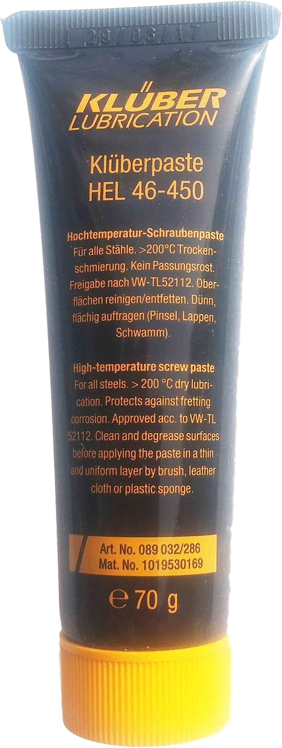 Kluberpaste HEL 46-450 High temperature screw paste 70g Tube