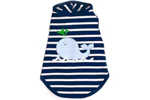 The Worthy Dog Appliqué Whale Graphic Stripe Sleeveless Dog Tees, Cotton Soft Tank T-Shirt For Dogs, Breathable Summer Outfit For Pets, Navy Blue - XS