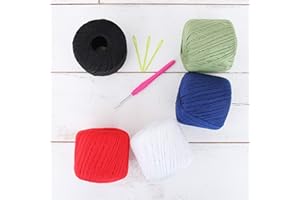 100% Pure Cotton Crochet Thread Set by Threadart - Size 10 - Essential Colors - Four 50g Balls