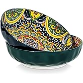 vancasso Large Serving Bowls, 78 Oz Extra Large Salad Bowls Set of 2, Bohemian Decorative Bowls for Salad, Fruit, Pasta and Dinner, Serving Dishes Set for Party, Dishwasher & Microwave Safe-Green