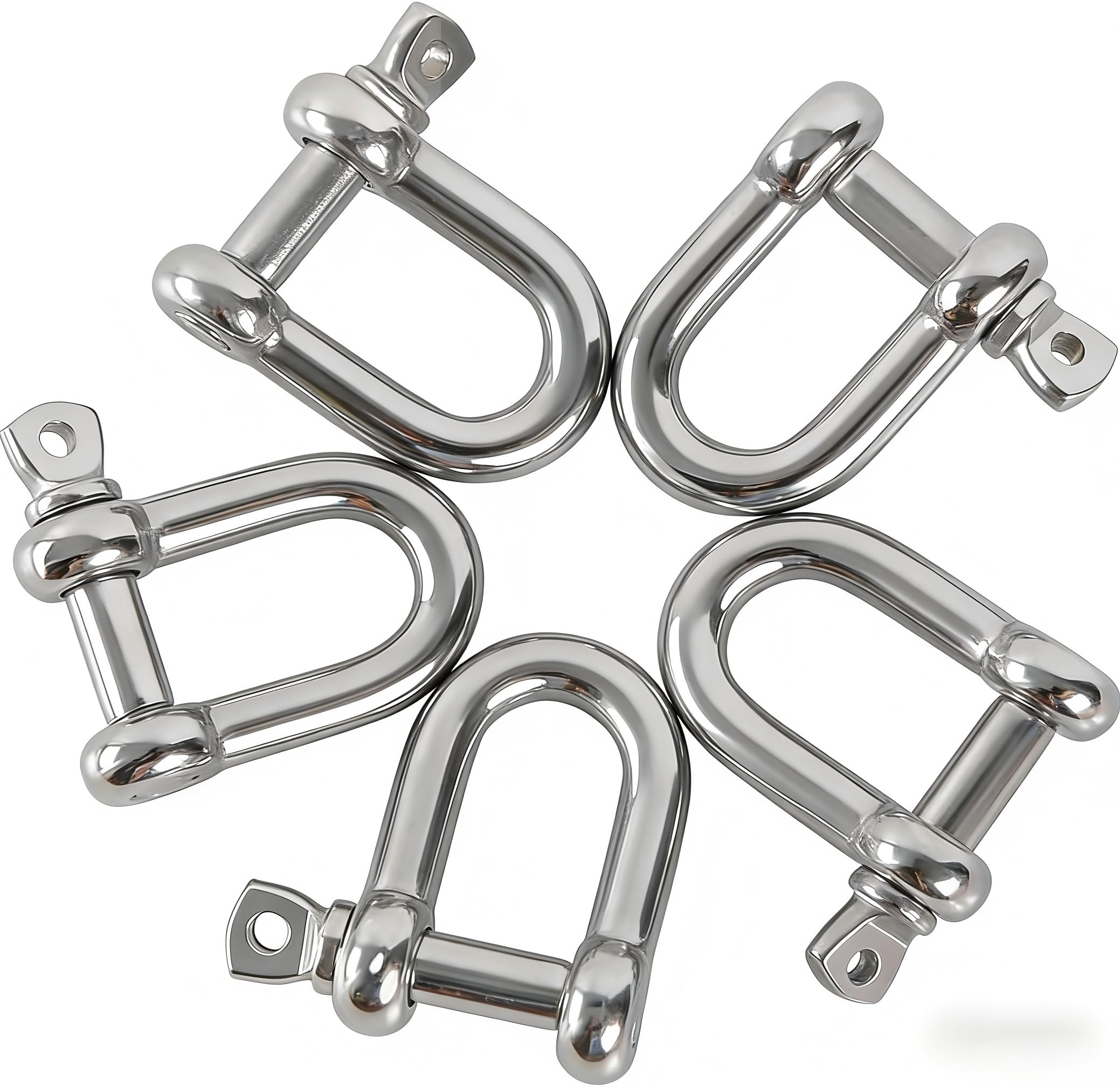 Rshuhx M6 D Shackles 304 Stainless Steel D Ring Shackle Lock D Links Hook Shackle Clip D-Shackle Ring for Heavy Duty Construction,Chain Link Tow 10PCS