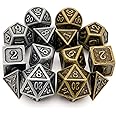 Haxtec Pirate Metal DND Dice Set D&D Dungeons and Dragons TTRPG Games (2 Pack-Antique Iron & Antique Bronze)