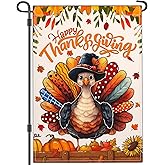 Yesuavt Fall Thanksgiving Turkey Yard Garden Flags for Outside 12×18 Inch Double Sided 3Ply Polyester Autumn Give Thanks Fall Thanksgiving Pumpkin Garden Flag Outdoor House Decorations
