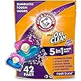 ARM & HAMMER Plus OxiClean with Odor Blasters Concentrated Laundry Detergent, 5-in-1 Laundry Stain Remover, Fresh Burst Detergent Power Paks, 42 Count Bag