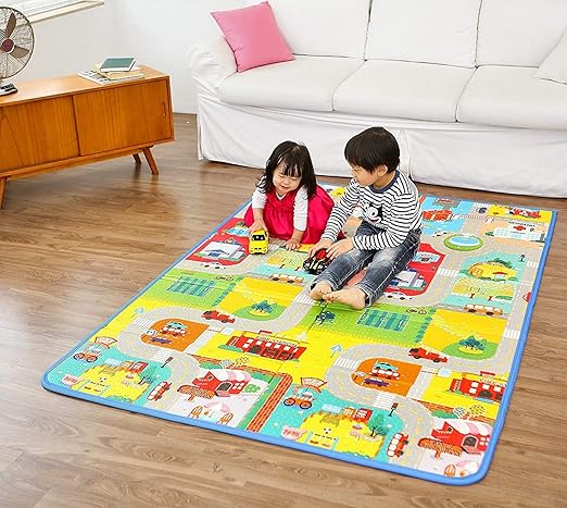 JG Waterproof Soft and Sturdy Imported Double Side Baby Play Crawl Mat for Infant, Toddlers (Assorted Design) 6 Feet X 4 Feet (Double Side)