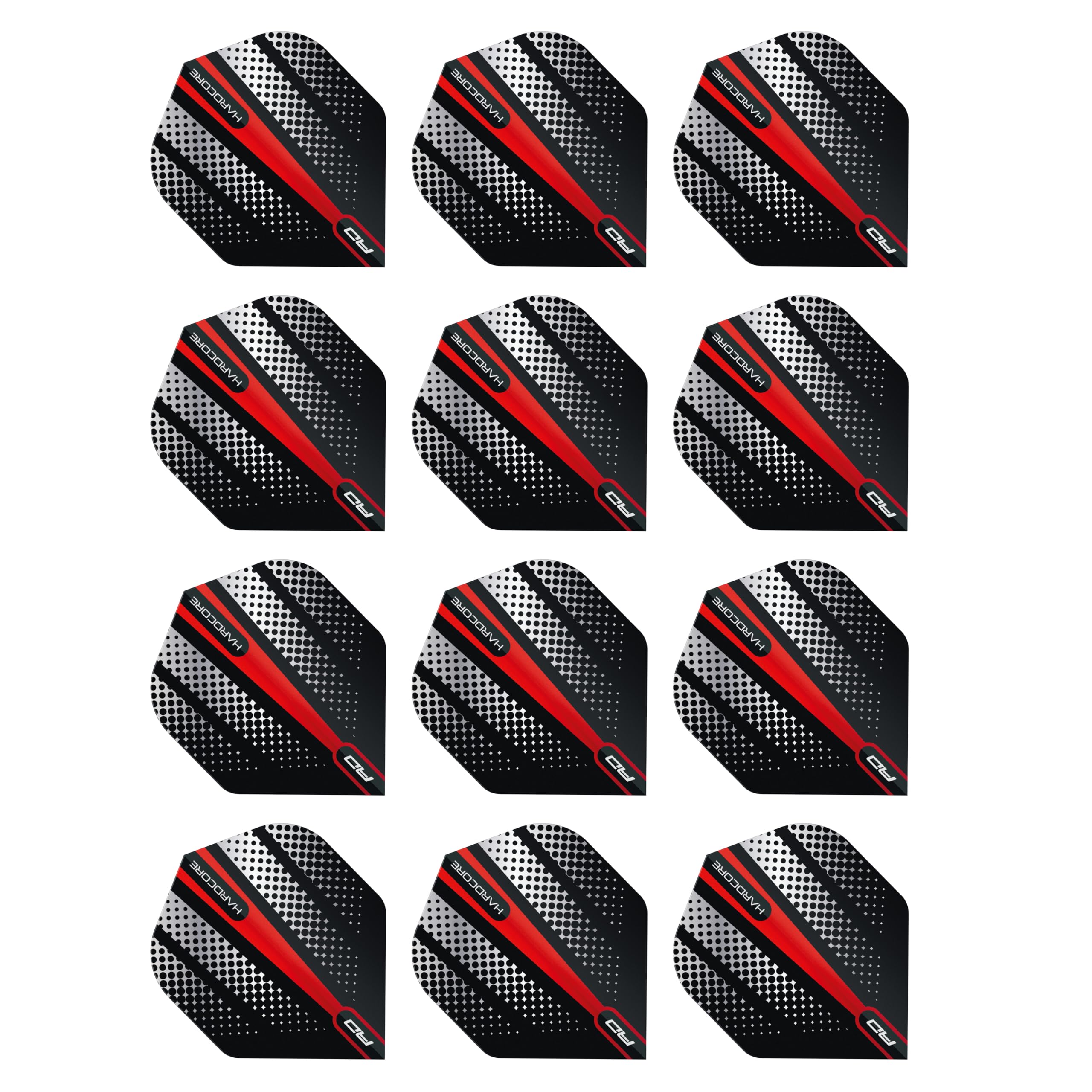 RED DRAGON Hardcore Radical Red Flash Dart Flights - 4 sets Per Pack (12 Dart Flights in total)