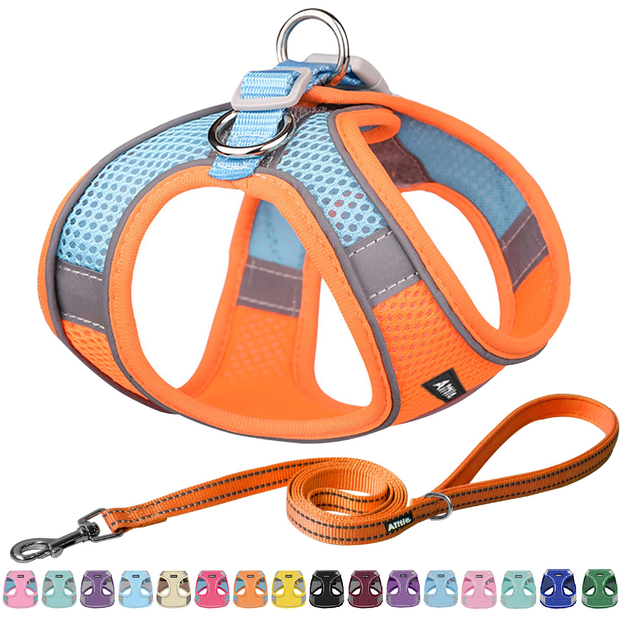 Photo 1 of AIITLE Small Harness for Puppy with A Leash - Summer Dog Vest Harness with Super Breathable Mesh, Reflective No-Pull Pet Harness for Outdoor Walking, Camping for Small Dogs, Cats Orange XXS