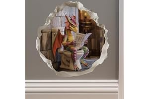 MY WONDERFUL WALLS Dragon Sitting on Toilet - Wall Hole Sticker with 3D Effect