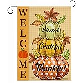 OHOME Thanksgiving Decorations - Fall Garden Flag | Double-Side Autumn Decor for Outdoor Indoor Outside - Friendsgiving Welcome Backdrop Banner for Garden Porch Patio Lawn Yard,12x18 Inch