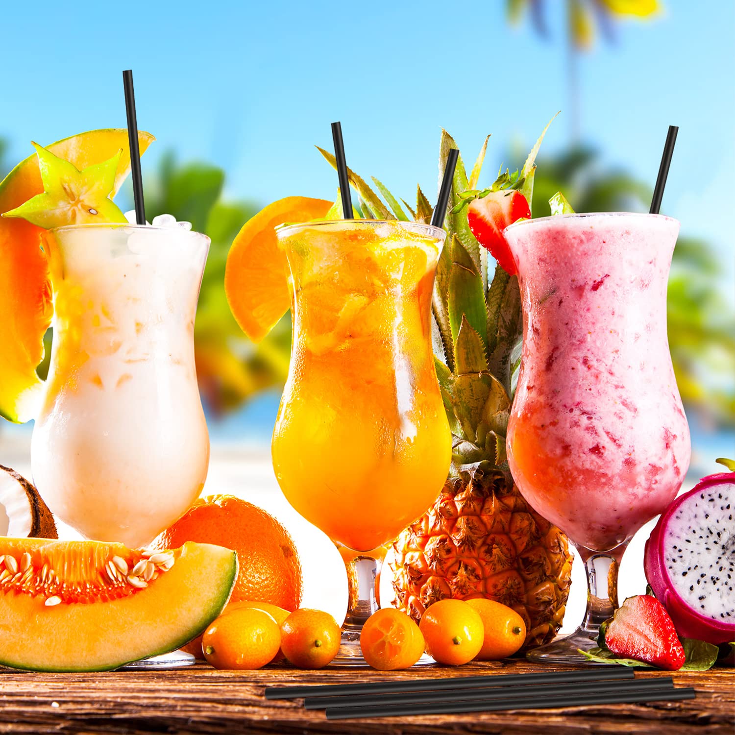 [300 Pcs] Biodegradable Compostable Individually Wrapped Straws - PLA Disposable Plant Based Black Straws (8.25" LongX0.23" Wide) - Image 5