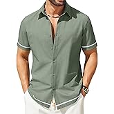COOFANDY Mens Button Down Short Sleeve Shirt Casual Summer Beach Vacation Shirts