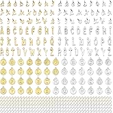 Lukiisoo 356 Pcs Alphabet Charms Round Letter Pendants A-Z Letter Charms Initial Charm with Jump Rings for DIY Jewelry Making