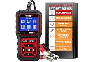 Acclope BT60 PRO Red Battery Tester Automotive 100-3000 CCA, 2–120Ah Batteries for Car, Truck, Motorcycle, 6V 12V 24V, Car Ba