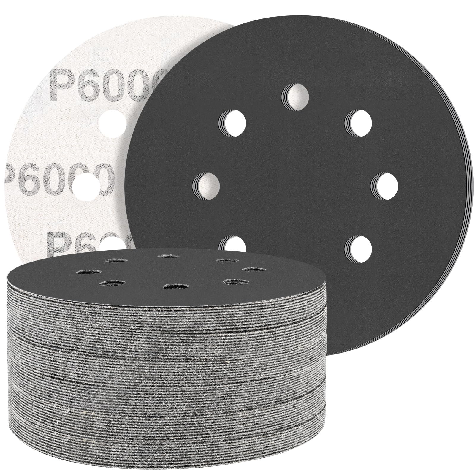 STEBRUAM 50PCS 125mm Dry Wet Sanding Discs 6000 Grit, Hook and Loop Sandpaper Silicon Carbide Orbital Sander Discs for Polishing/Metal/Automotive — image 1