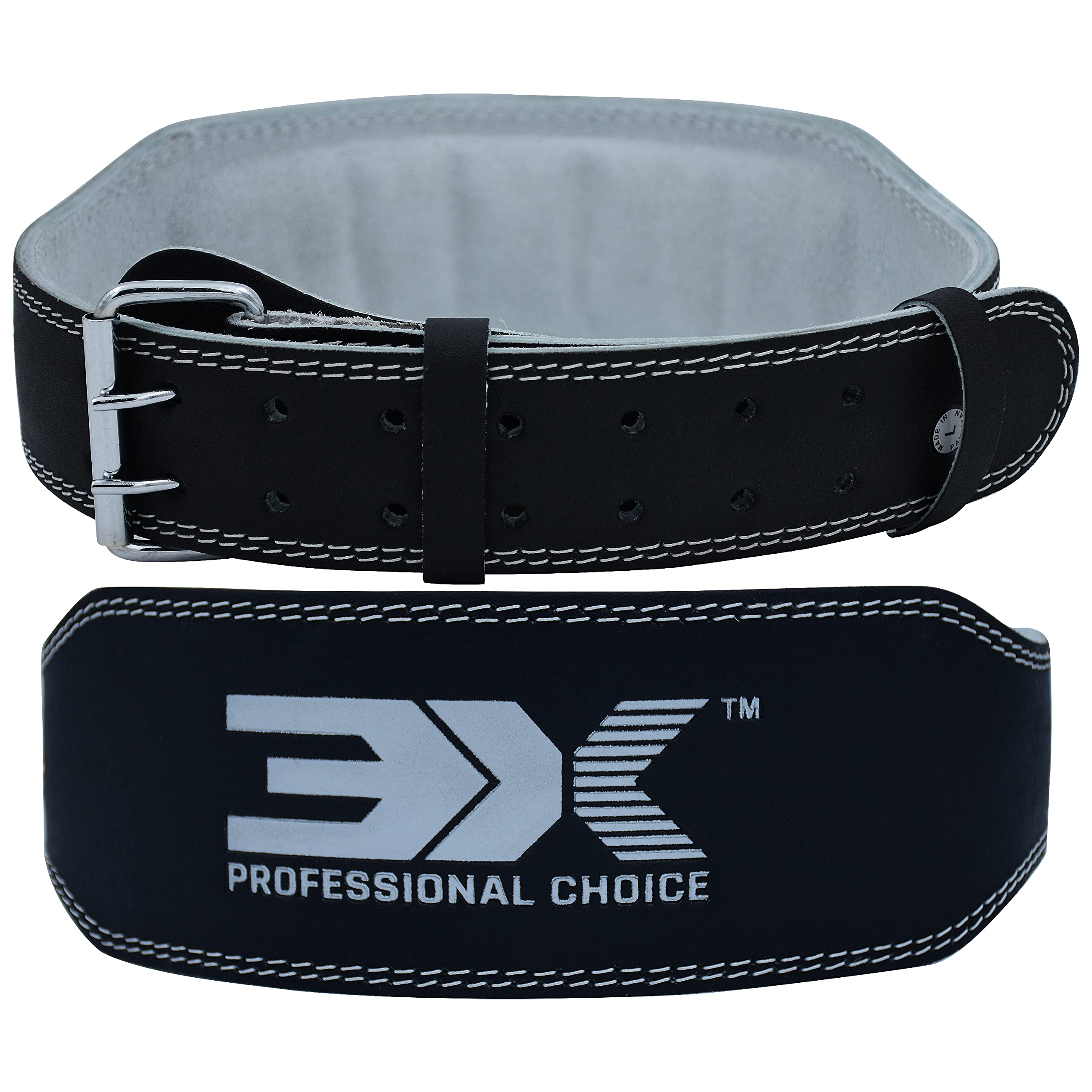 3X Professional Choice Genuine Leather Weight Lifting Belt 4” & 6” Powerlifting Belt for Squats, Deadlifts & Gym Training Adjustable Heavy-Duty Back Support for Men & Women (S/M/L/XL/XXL)