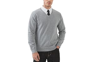KALLSPIN Men’s 100% Cotton Sweater Pullover V Neck Long Sleeve Casual Lightweight Knitwear