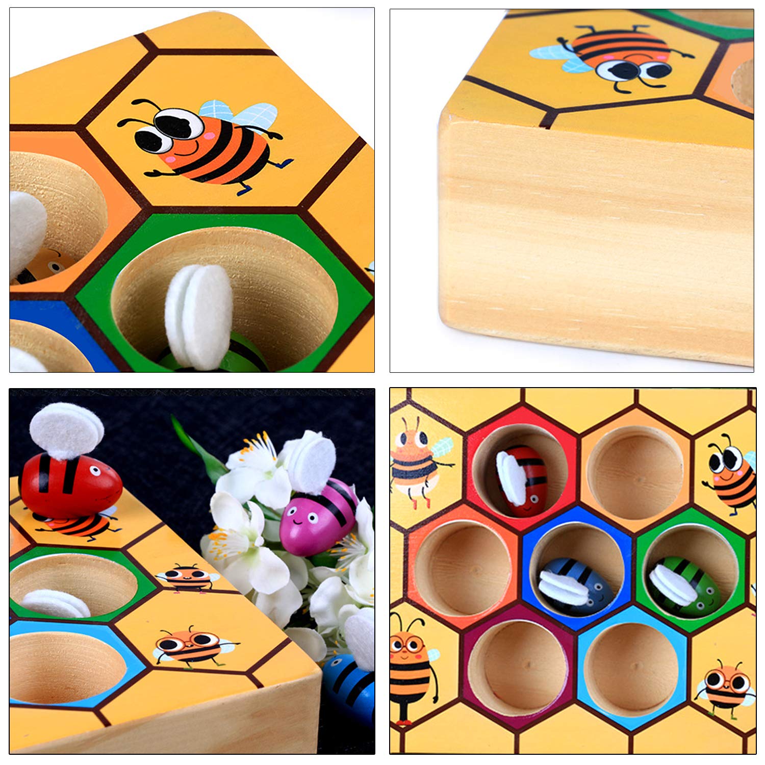 Fansport Toddler Baby Bee Hive Preschool Wooden Toys,Bee Toy,Motor Skills Toys for Toddlers for Baby Early Educational Toddler Montessori Game Motor Skills Toy