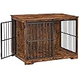 Hzuaneri XL Large Dog Crate Furniture, 44.1" Indoor Dog Kennel Furniture with Barn Door, Wooden Tall Dog Crate, Heavy Duty Dog Cage for Large Dogs, Side End Table, Anti-Chew, Rustic Brown DFC80101B