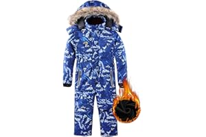 AFILOK Kid's Winter Overalls Ski Suits Boy's and Girl's Waterproof Snowboard Jumpsuits One Piece Snowsuit Jackets Coats