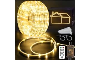 KNONEW 328ft Rope Lights Outdoor Indoor,1000LED String Lights with Remote Waterproof 8 Modes Clear Tube Lights for Outside,Bedroom,Wedding,Garden,Patio,Christmas,Tree,Holiday Decoration(Warm White)