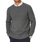 YTD Men's Crewneck Pullover Sweater Textured Long Sleeve Knitted Sweaters