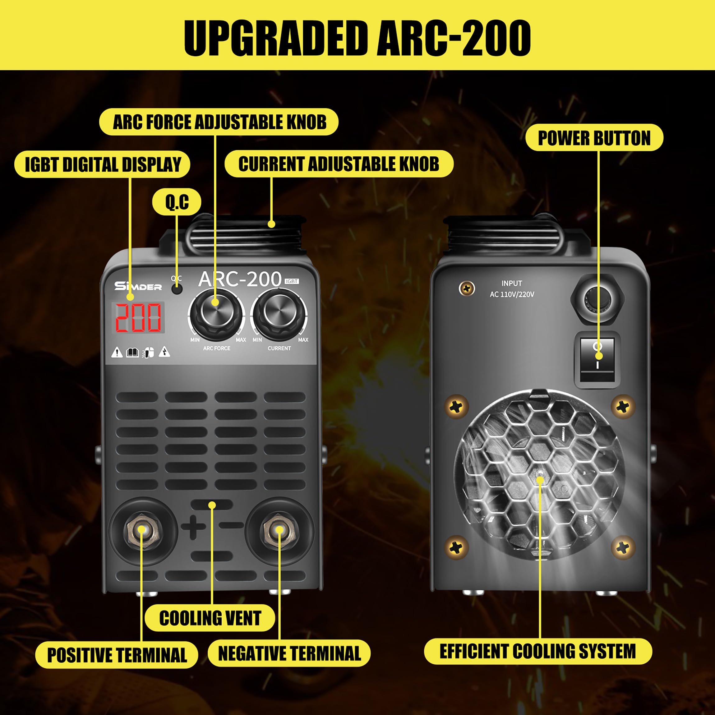 SSimder Mini Stick Welder 110V 220V Dual Voltage 4.98LB Portable Welding Machine IGBT Inverter ARC Force Adjustable ARC Welder for Workshop Outdoor Supports E6013 E7018 Rods 1/16