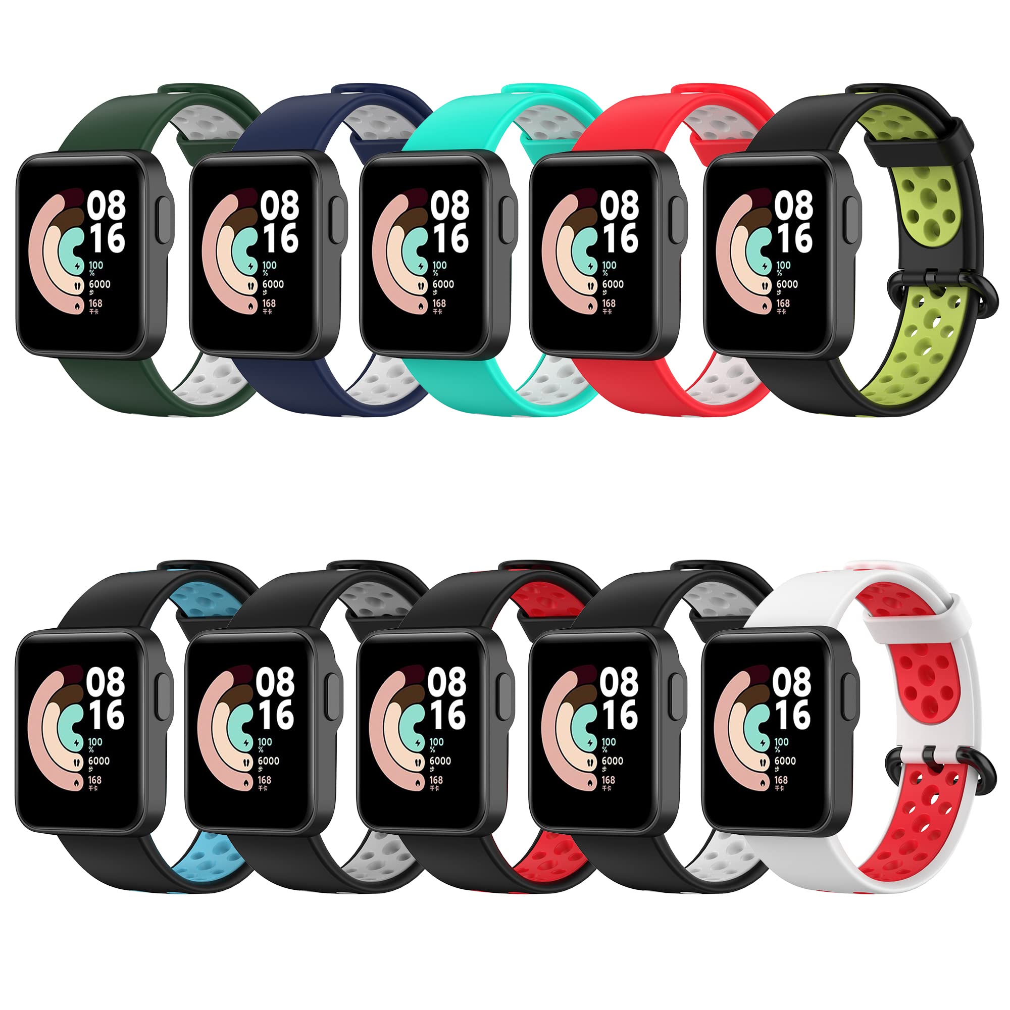 AWINNER 10 PCS Bands Compatible with Redmi Watch Band,Adjustable Silicone Sport Watch Lite Band Replacement Strap Men Women