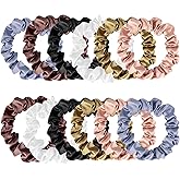 KINMINGZHU, 12 Pieces Silk Hair Scrunchies Silk Hair Tie Elastic Ponytail Holders for Women Girls Hair Accessories-002