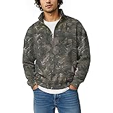 MSBESYOR Mens Camo Quarter Zip Pullover Oversized Fleece Camouflage Print Sweatshirt Polo Long Sleeve Hunting Sweater