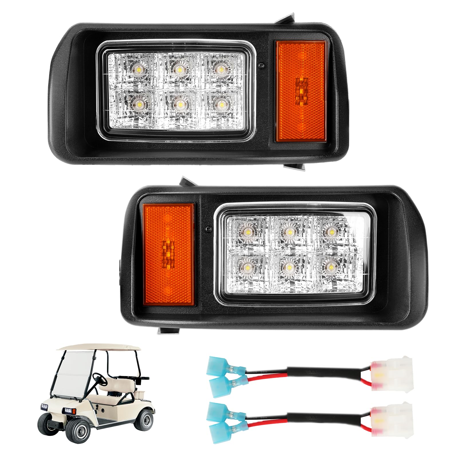 Photo 1 of Panglong Club Car DS LED Headlight Kit with Adapter Wire, Factory Style LED Headlight Suitable for 1993-Up 12 Volt Club Car DS, Replace OEM 101988002 101988001