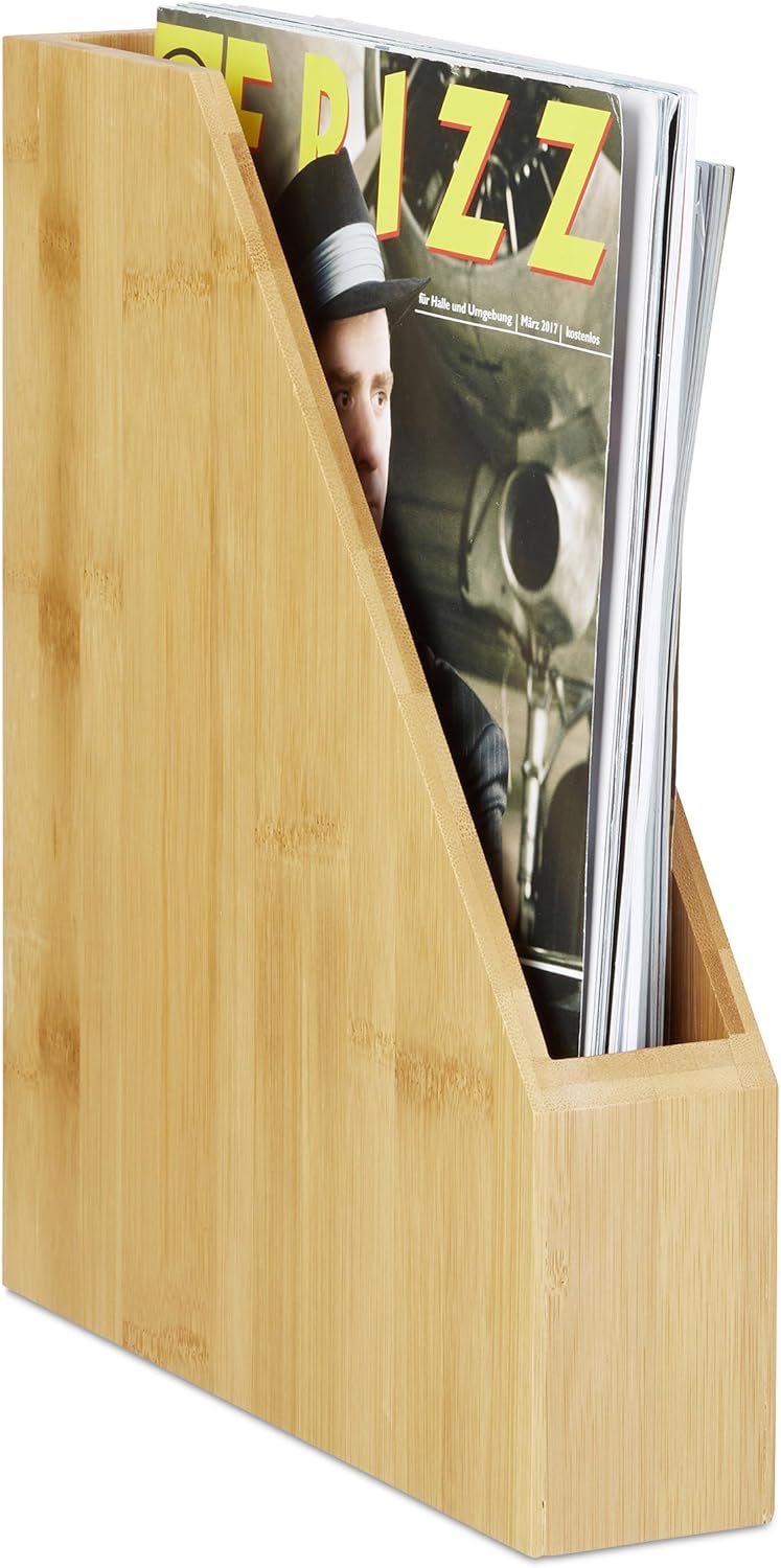 Material de oficina Bambú Marrón A4 Soporte para revistas Relaxdays