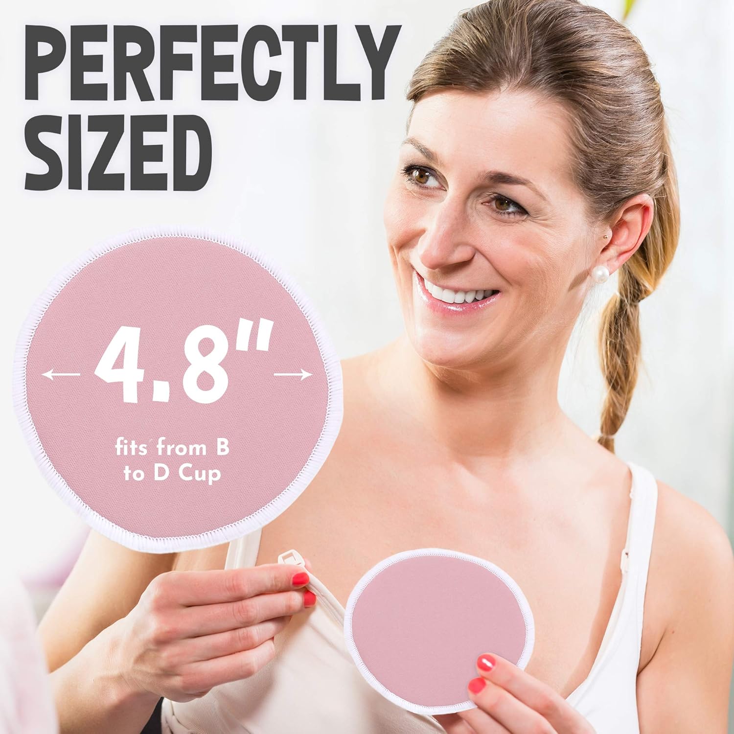 Reusable Nursing Pads for Breastfeeding - 4-Layers Organic Bamboo Nursing Pads - Breastfeeding Pads - Washable Breast Pads - Natural Bamboo Maternity Pads, Nipplecovers (Lovelle, Large 4.8") : Baby